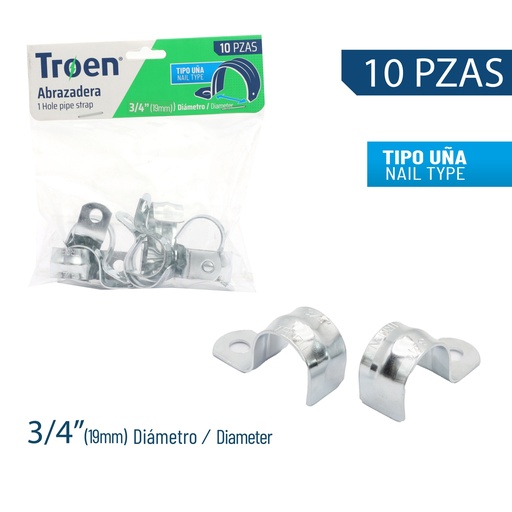 [7-872] ABRAZADERA EMT SENCILLA x 3/4" X 10 UNID TROEN 7-872
