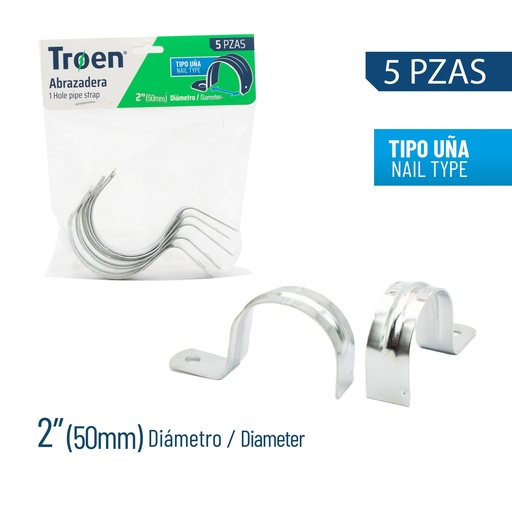 [7-875] ABRAZADERA EMT SENCILLA x 2" X 5 UNID TROEN 7-875