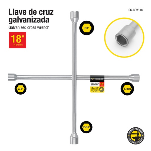 [7-891] LLAVE CRUZ 18" (7/8, 17, 13/16, 3/4mm) SECURITY 7-891