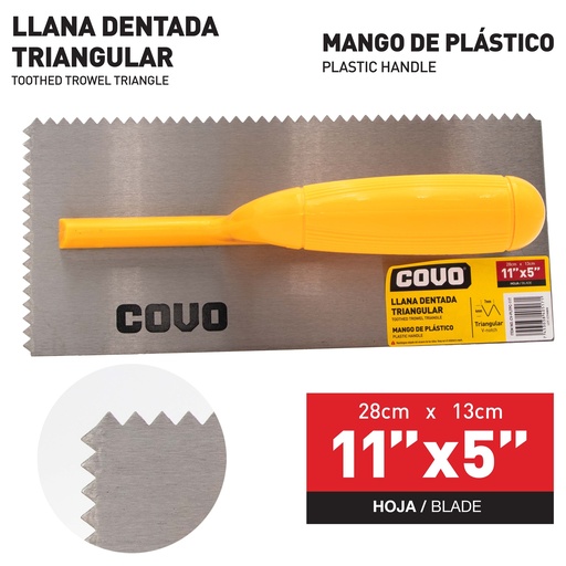 [7-933] PALUSTRA DENTADA TRIANGULAR M/PLASTICO COVO 7-933