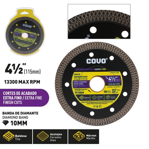 [7-971] DISCO C/CONCRETO TURBO x 4 1/2" COVO PRO 7-971