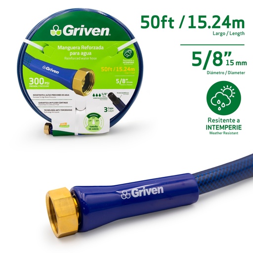 [8-016] MANGUERA CUL C/CONEX 5/8" x 15,24 MTS GRIVEN 8-016
