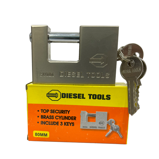 [8-111] CANDADO ANTICIZALLA PLATEADO 80MM DIESEL TOOLS 8-111
