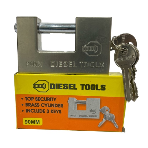 [8-112] CANDADO ANTICIZALLA PLATEADO 90MM DIESEL TOOLS 8-112