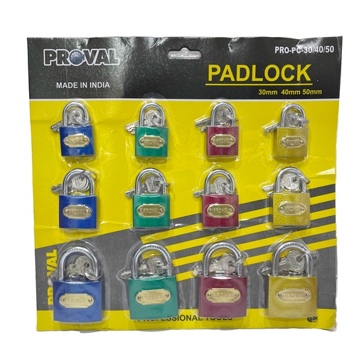 [8-113] CANDADOS SET 30-40-50 12 PIEZAS PROVAL 8-113
