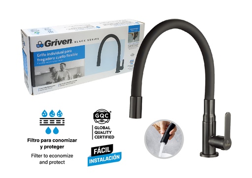 [8-176] LLAVE FREGADERO INDIVIDUAL GRIVEN BLACK 8-176 