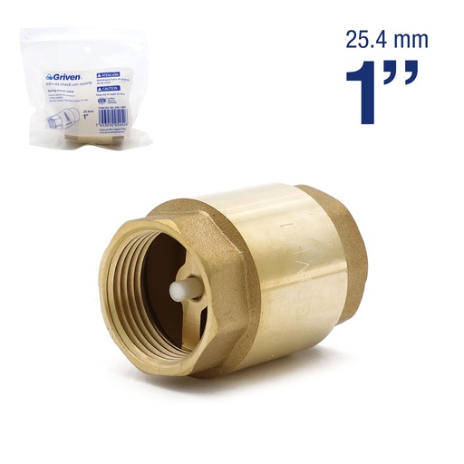 [5-183] VALVULA CHECK BRONCE x 1" ASIENTO PLASTICO GRIVEN 5-183