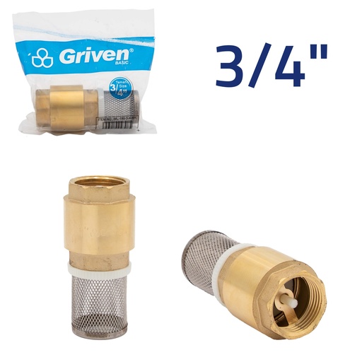 [5-185] VALVULA CHECK BRONCE x 3/4" CON FILTRO GRIVEN 5-185