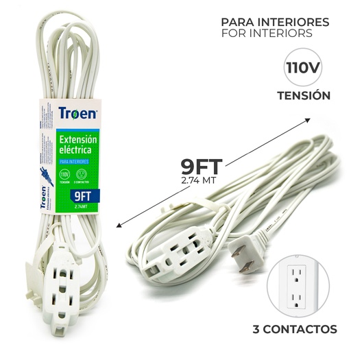 [5-191] EXTENSION ELECTRICA BLANCA 2.74 MTS TROEN 5-191