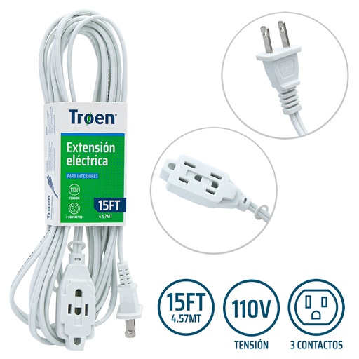 [5-193] EXTENSION ELECTRICA BLANCA 4.57 MTS TROEN 5-193