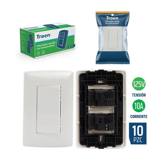 [5-202] INTERRUPTOR SENCILLO BLANCO HUESO TROEN 5-202