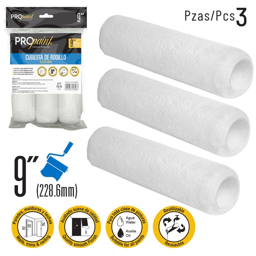 [5-269] FUNDA PELO MEDIO 9" x 3 UNID PRO PAINT 5-269