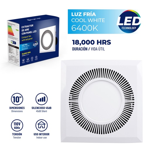 [5-272] EXTRACTOR AIRE 10 C/LUZ 25W TECHO ANGEL LIGHT 5-272