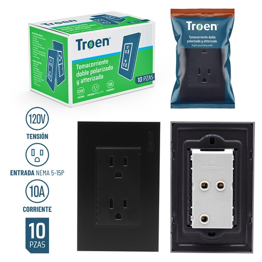 [5-301] TOMA DOBLE C/TIERRA NEGRO TROEN 5-301