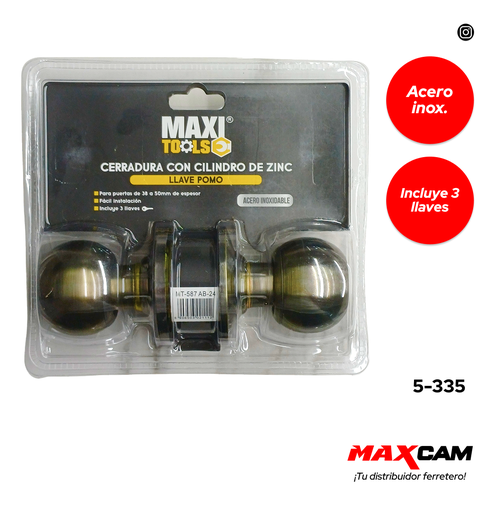 [5-335] CERRADURA DE POMO BRONCE MAXI TOOL 5-335