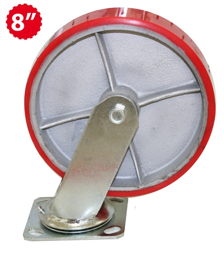 [5-390] RUEDA GIRATORIA ROJA 8" INDUSTRIAL 5-390