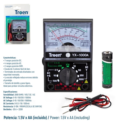 [5-444] MULTIMETRO ANALOGICO PEQUEÑO TROEN 5-444