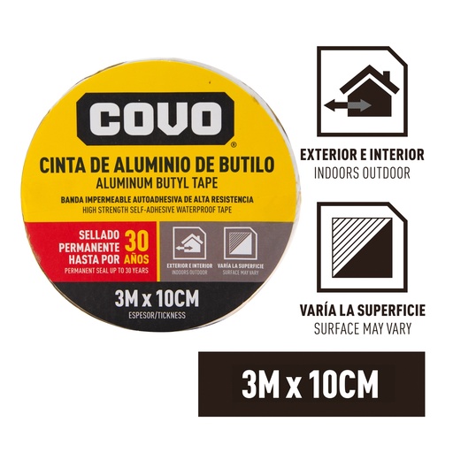 [5-455] MANTO ADHESIVO BUTILO 3mt x 10cm COVO 5-455