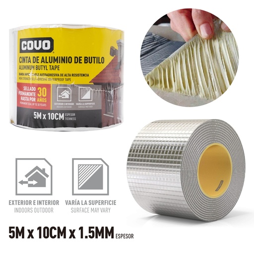 [5-456] MANTO ADHESIVO BUTILO 5mt x 10cm COVO 5-456