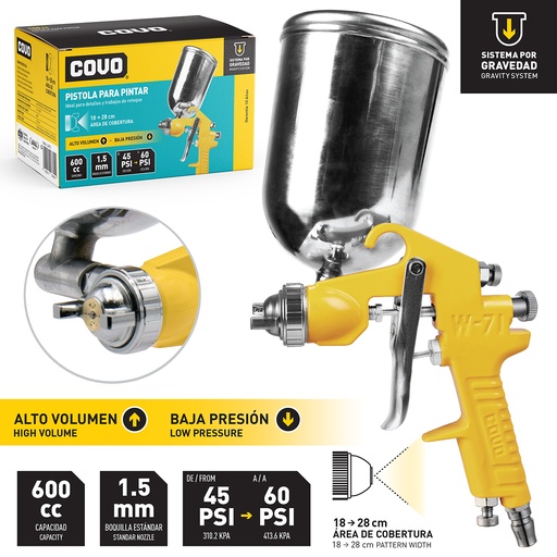 [5-461] PISTOLA P/PINTAR DE GRAVEDAD 600cc COVO 5-461