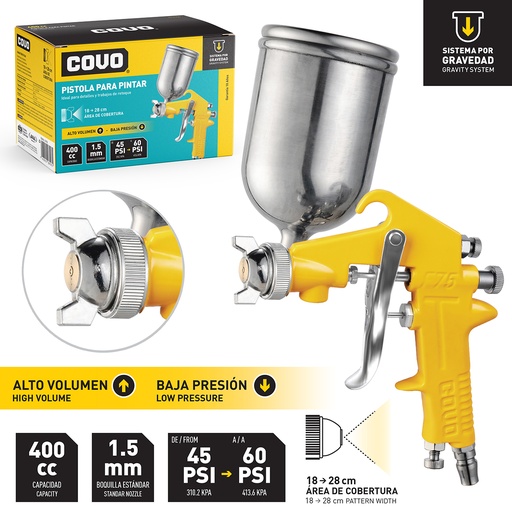 [5-462] PISTOLA P/PINTAR DE GRAVEDAD 400cc COVO 5-462