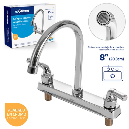 [5-474] LLAVE FREGADERO DOBLE 8" GRIVEN 5-474