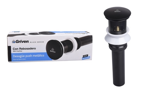 [5-569] DESAGUE LAVAMANO PUSH C/REB GRIVEN BLACK 5-569