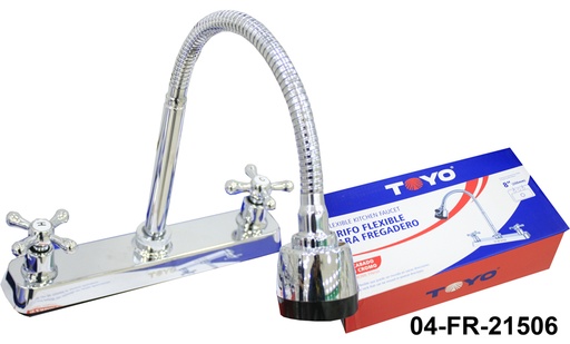 [5-617] LLAVE FREGADERO DOBLE FLEXIBLE 8" TOYO 5-617