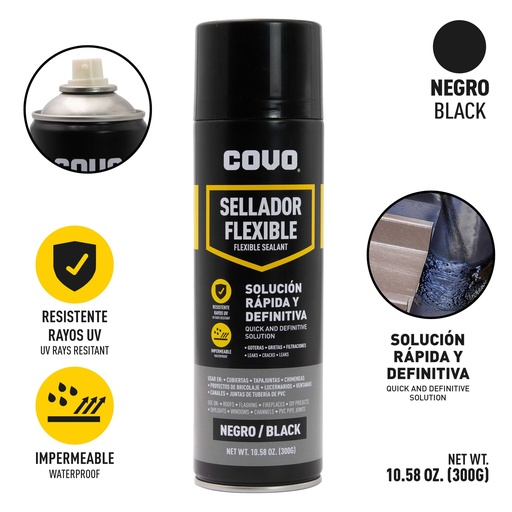 [5-694] SELLADOR FLEXIBLE IMPERMEABILIZANTE NEGRO COVO 5-694