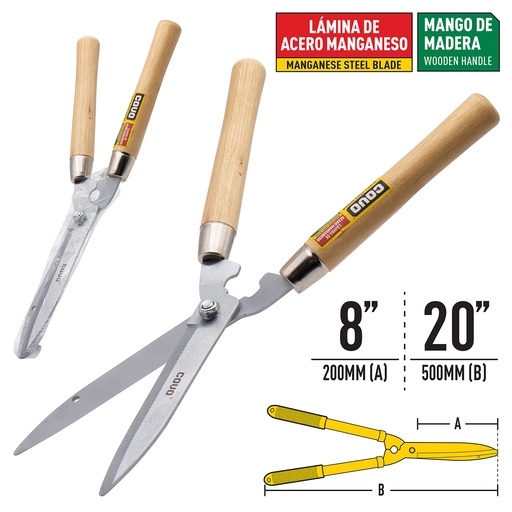 [5-718] TIJERA PARA PODAR 20" MANGO MADERA COVO 5-718