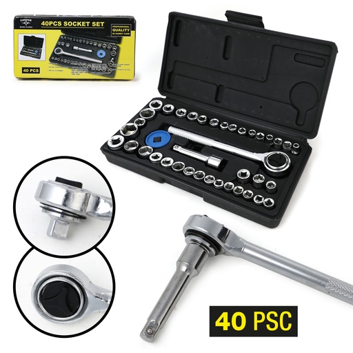 [5-724] JUEGO DADOS C/RACHET 40 PCS CASTOR 5-724