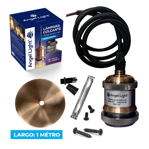 [5-748] LAMPARA COLGANTE 1MT COBRE ANGEL LIGHT 5-748