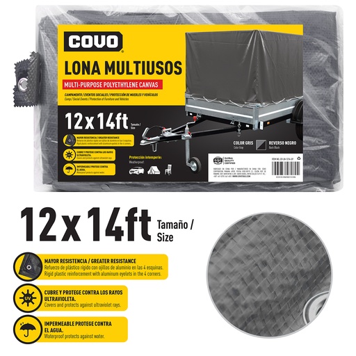 [5-758] LONA PLASTICA GRIS 12X14FT COVO 5-758