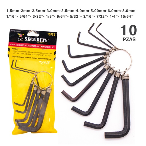 [5-815] LLAVE ALLEN 10 PCS MILIMETRICA SECURITY 5-815