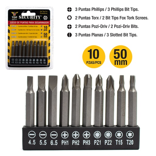 [5-817] JUEGO DE PUNTAS X 10 PCS SECURITY 5-817