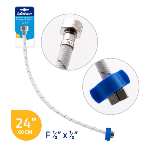 [5-849] CANILLA 1/2" x 1/2" NYLON FLEXIBLE 24" GRIVEN 5-849