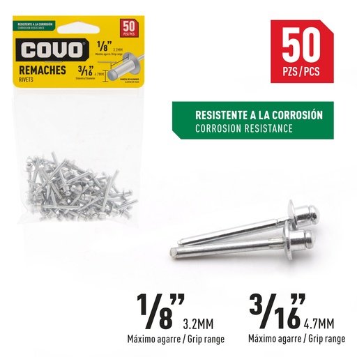[5-864] REMACHE 3/16" X 1/8" x 50 UNID COVO 5-864