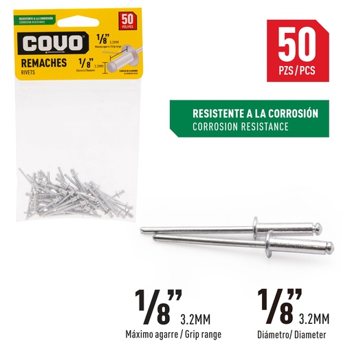 [5-867] REMACHE 1/8" X 1/8" x 50 UNID COVO 5-867