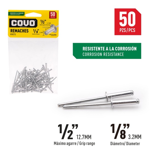 [5-868] REMACHE 1/8" X 1/2" xx 50 UNID COVO 5-868