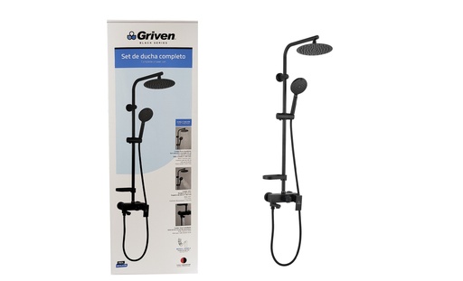 [5-880] SET DE REGADERA COMPLETO GRIVEN BLACK GRIVEN 5-880