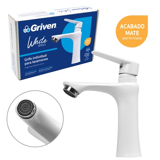 [5-883] LLAVE LAVAMANO INDIVIDUAL GRIVEN WHITE 5-883