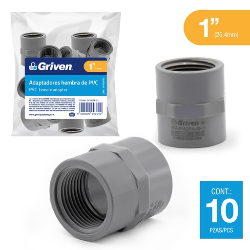 [5-922] ADAPTADOR HEMBRA AGUA FRIA x 1" GRIS GRIVEN 5-922