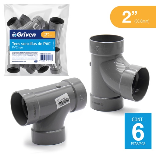[5-926] TEE AGUA FRIA 2" GRIS GRIVEN 5-926