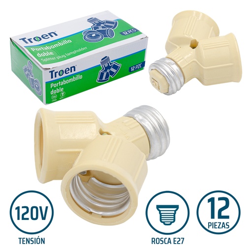 [5-943] SOCATE DOBLE ROSCA E27 TROEN 5-943