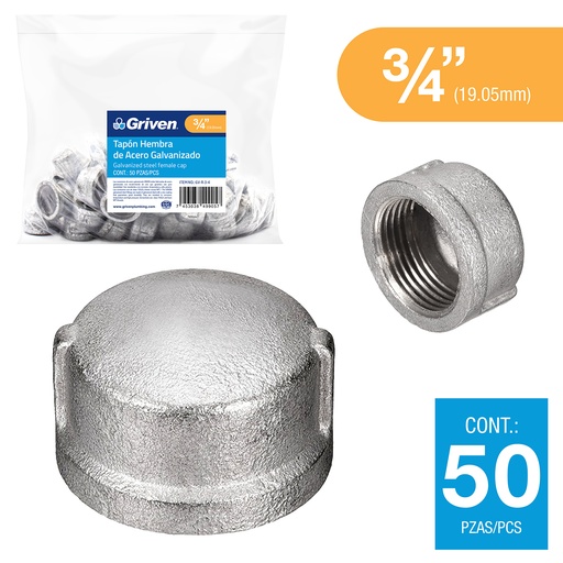 [6-098] TAPA HEMBRA GALVANIZADA 3/4" GRIVEN 6-098