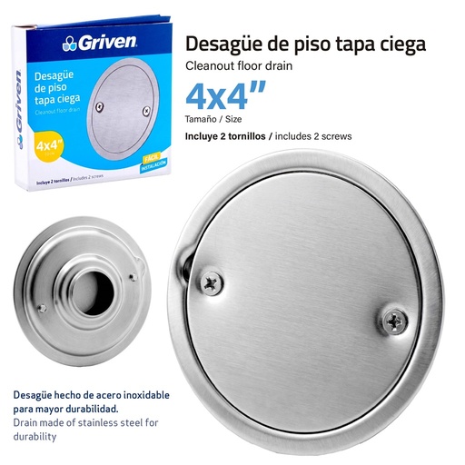 [6-122] REJILLA REDONDA CIEGA P/DESAGUE GRIVEN 6-122