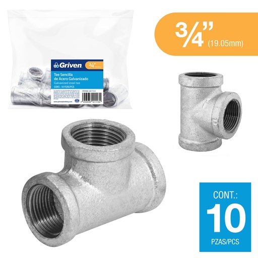 [6-163] TEE GALVANIZADA 3/4" GRIVEN 6-163
