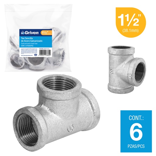 [6-165] TEE GALVANIZADA 1 1/2" GRIVEN 6-165