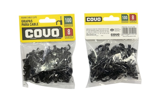 [6-175] GRAPA RED NEGRA P/CABLE 8MM x 100 UNID COVO 6-175