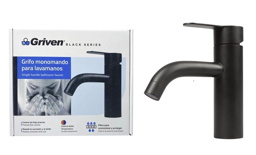[6-180] LLAVE LAVAMANO MONOMANDO GRIVEN BLACK 6-180